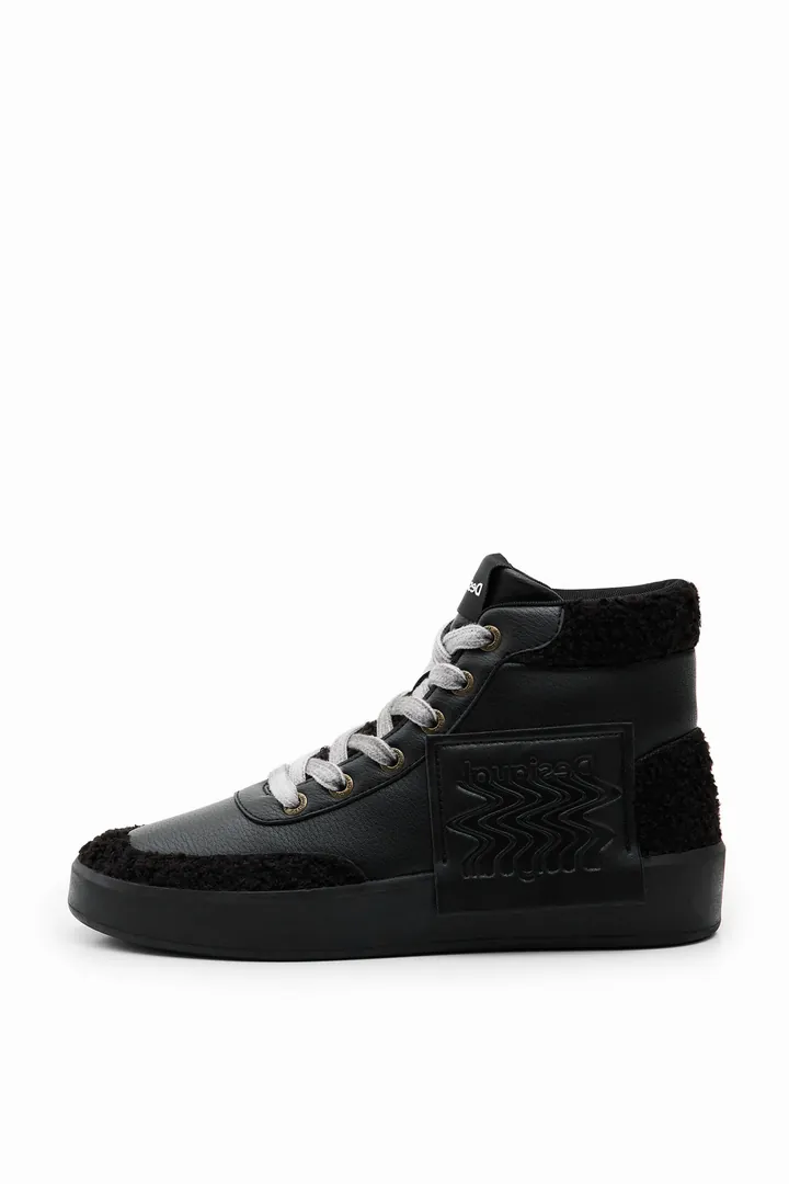 Desigual, Sneakers altas borreguito, Negro, 36