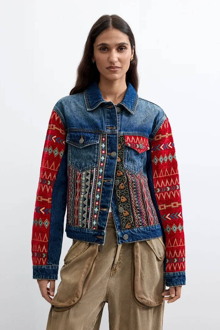 Desigual, Cazadora Denim Étnica, Mujer, Azul, L