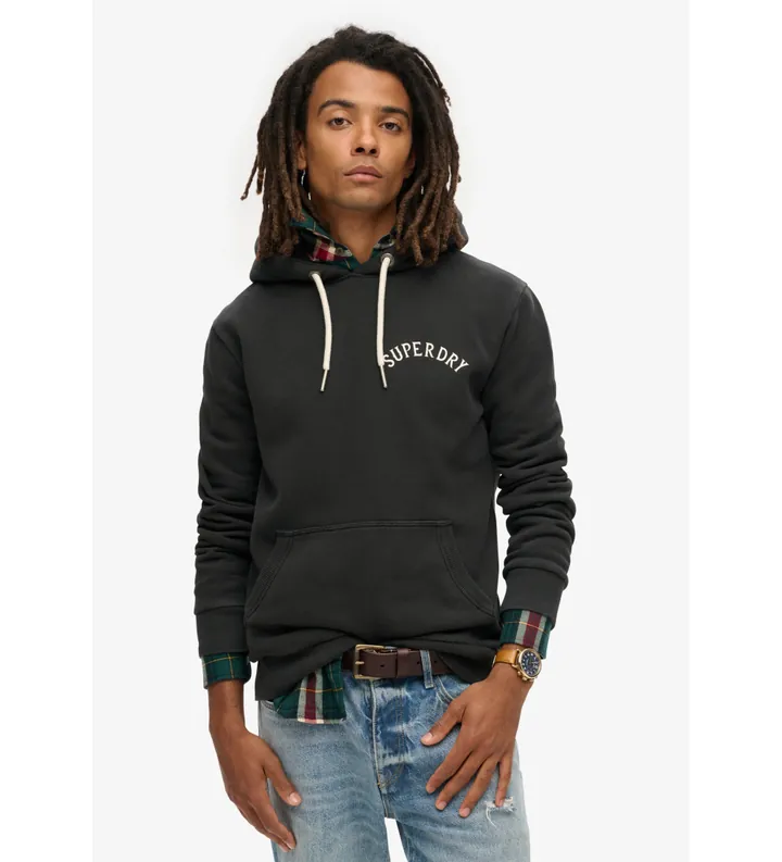 Superdry para hombre. M2013689A Sudadera Tattoo Graphic negro (L), Casual, Algodón, Sostenible