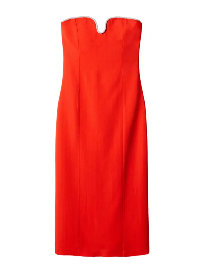MANGO Vestido de gala 'BELLI' rojo fuego / plata