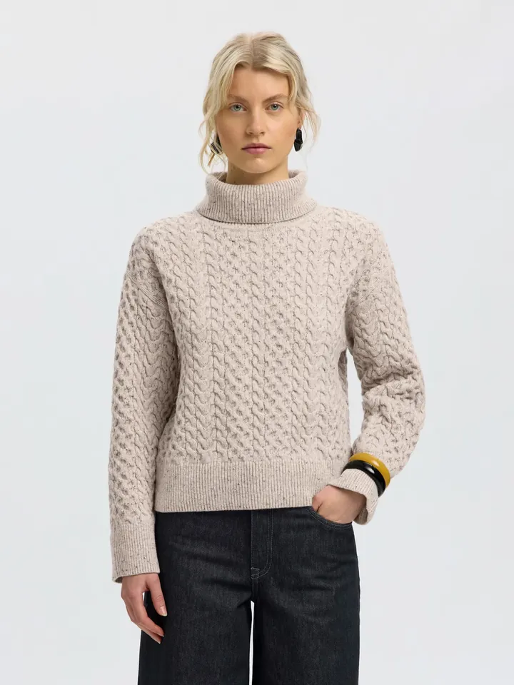 SELECTED Jersey 'SLWLAND' beige moteado