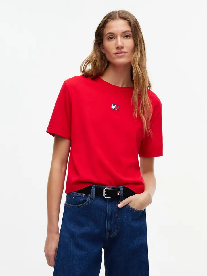Tommy Jeans Camiseta azul oscuro / rojo vivo / blanco