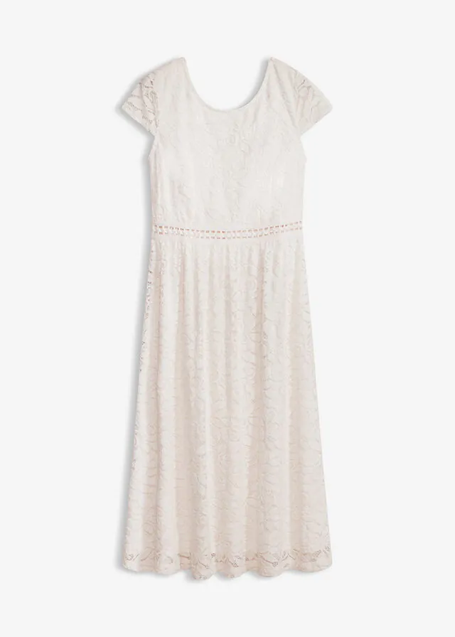 Vestido de encaje con inserto de ganchillo en la cintura