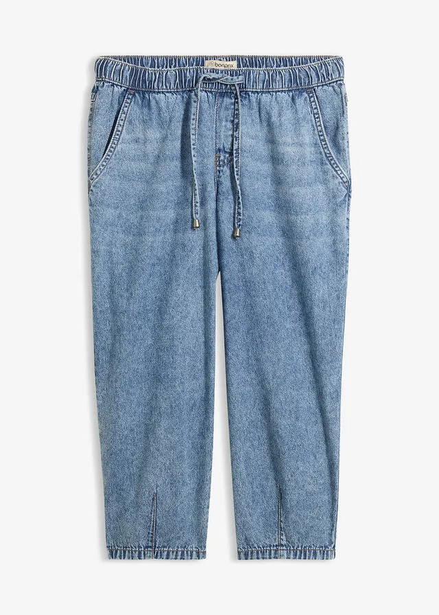 Vaqueros barrel, mid waist, cropped
