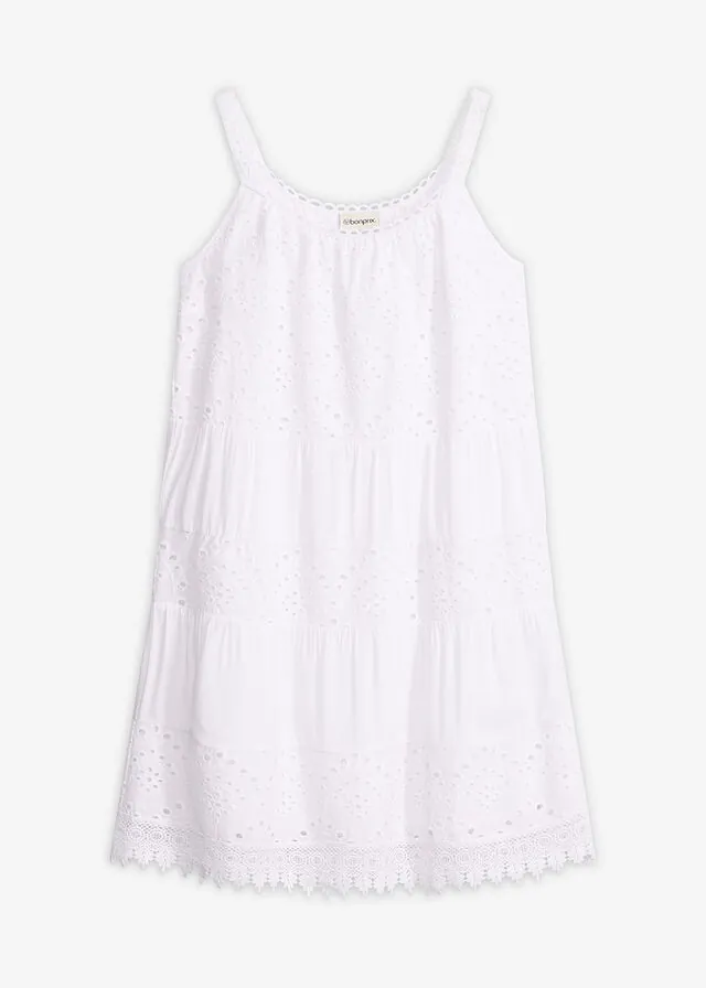 Vestido de viscosa y encaje con tirantes