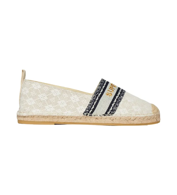 Superdry para mujer. WF110297A Alpargatas de lona beige (37), Tela, Plano, Ninguno, Casual