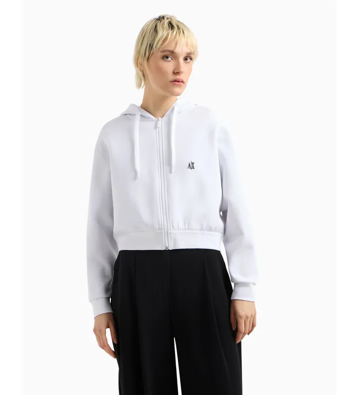 A|X Armani Exchange para mujer. XW000822AF10818U0002 Sudadera con cremallera blanco (L), Casual, Deportivo, Algodón, Multideporte