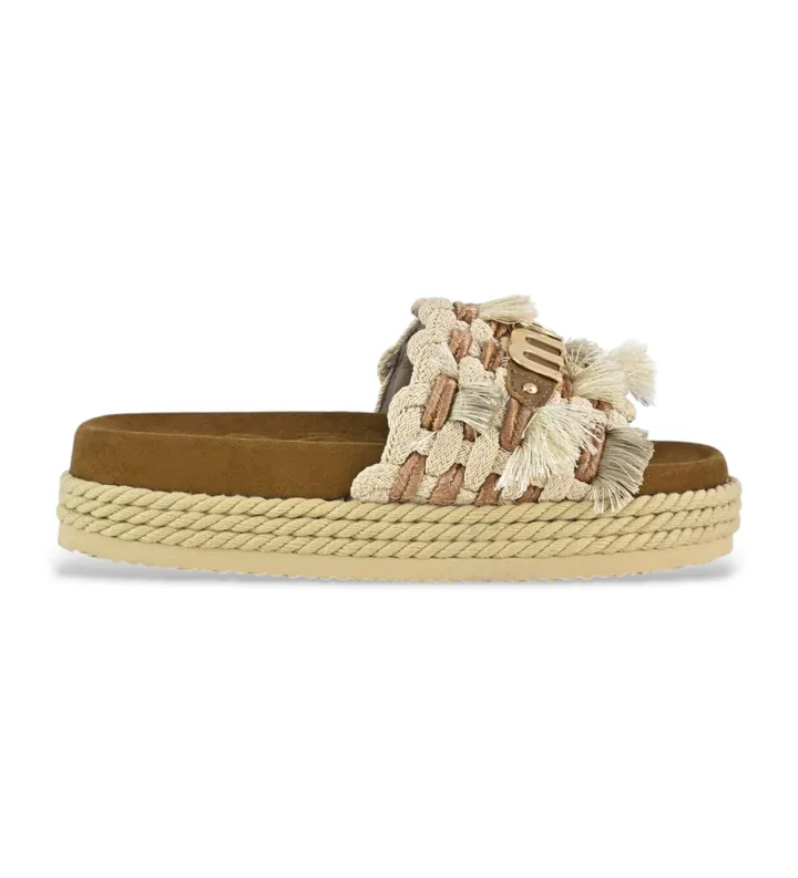 Mou para mujer. MU.SW451008K Sandalias monobanda beige (36), 1 a 3cm, Ninguno, Casual