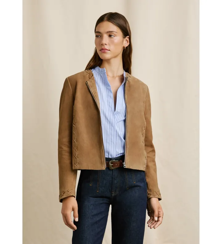 Pepe Jeans para mujer. PL4024347 Chaqueta Sonna beige (L), Marrón, Casual, Piel