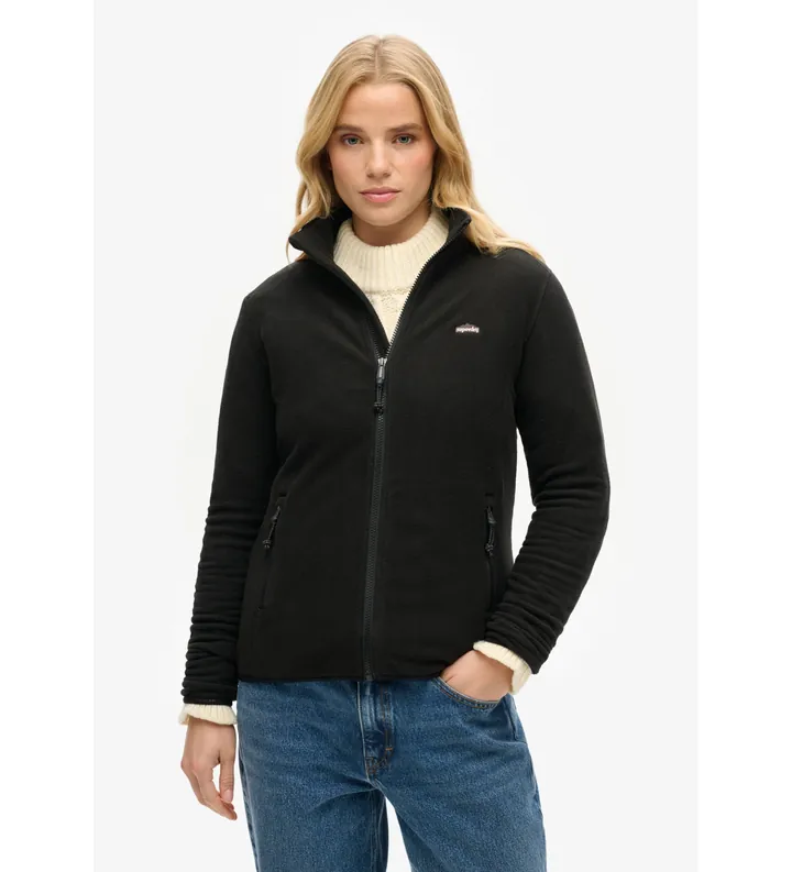 Superdry para mujer. W2012375A Polar Fleece negro (L), Casual, Poliéster