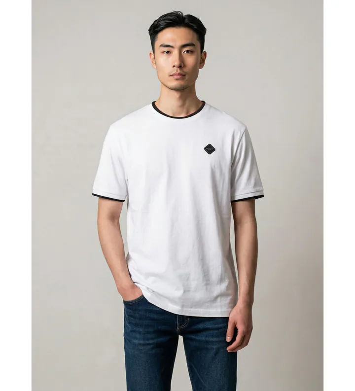 Hackett London para hombre. HM5000096 Camiseta Badge blanco (M), Casual, Algodón, Manga corta