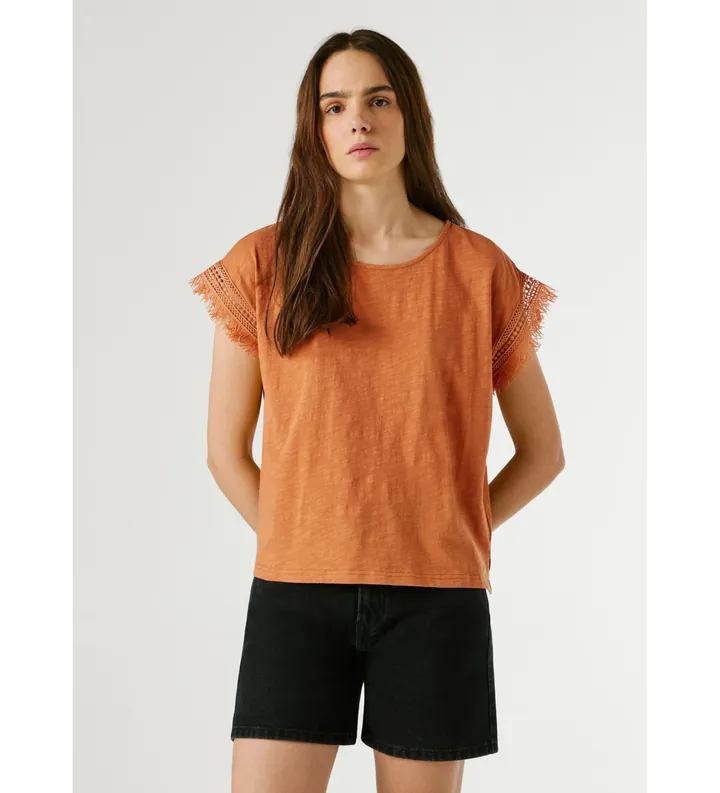 Pepe Jeans para mujer. PL5000143 Camiseta Nain naranja (M), Casual, Algodón, Manga corta