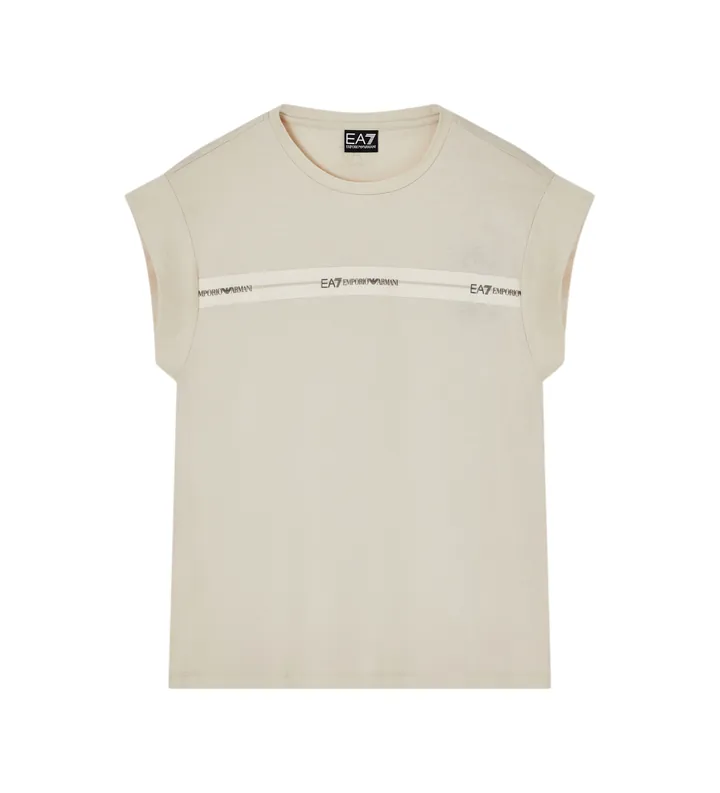 EA7 para mujer. 7W000958_AF12503 Camiseta Logo beige (L), Casual, Algodón, Sin mangas / Tirantes