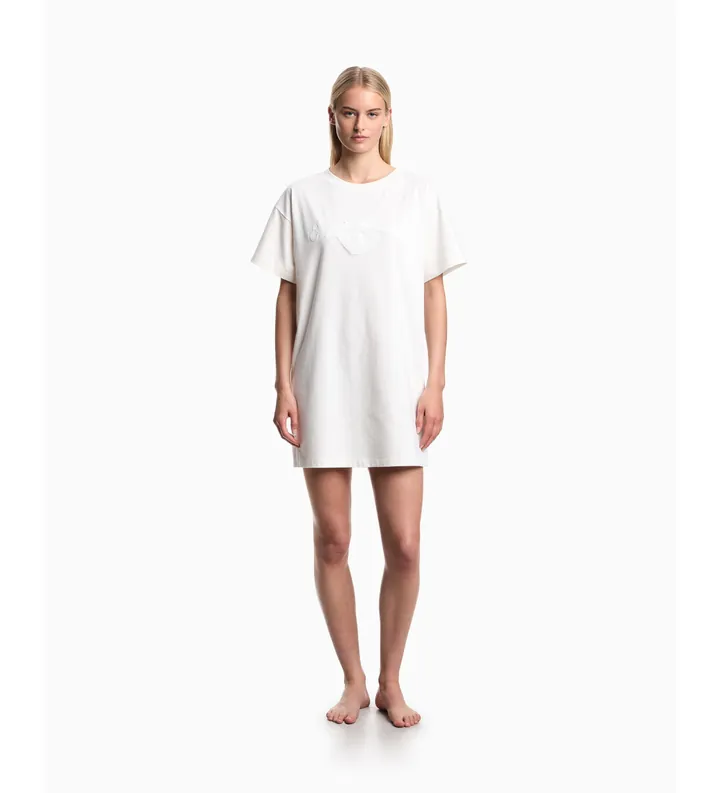 Emporio Armani para mujer. EW004078_AF20244 Vestido Sencillo blanco (L), Casual, Algodón, Beachwear, Manga corta