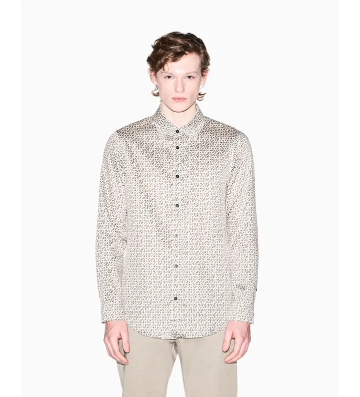 A|X Armani Exchange para hombre. XM001942AF19194F1165 Camisa Soft beige (L), Casual, Algodón, Clásico, Manga larga