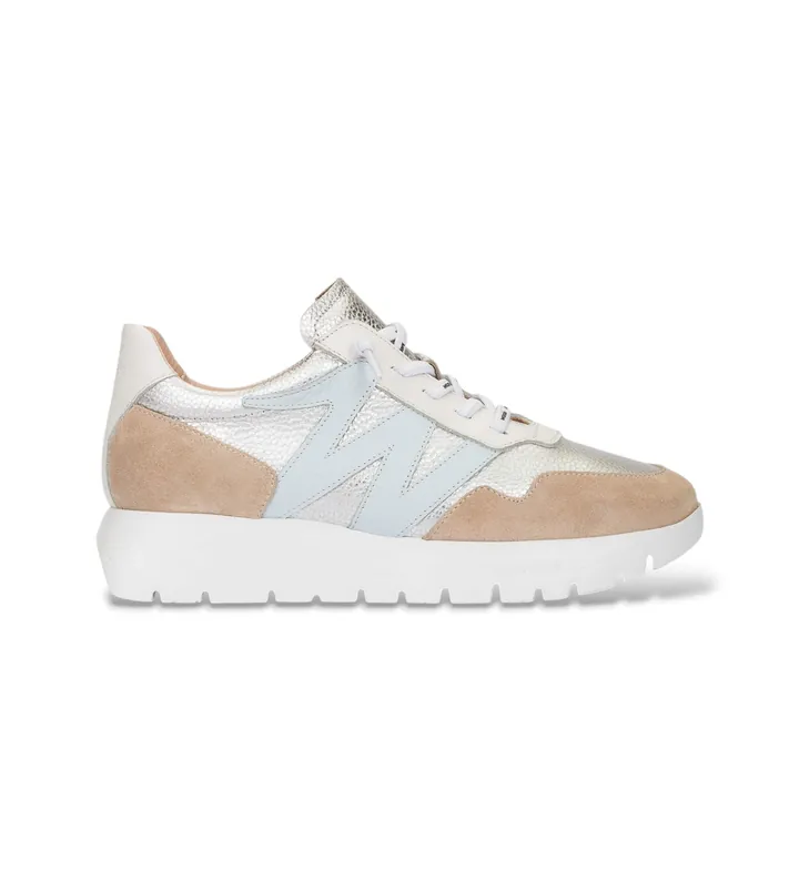 Wonders para mujer. A-24101 Zapatillas de Piel Odisei01 plateado (36), Plata, 3 a 5cm, Cordones, Casual