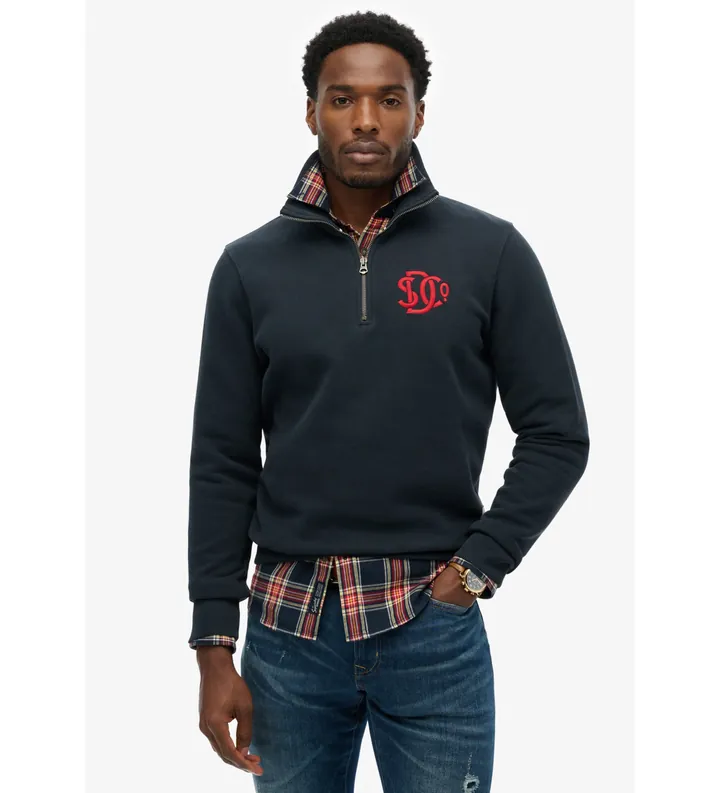 Superdry para hombre. M2014475A Sudadera Neon Half Zip Track marino (L), Casual, Algodón