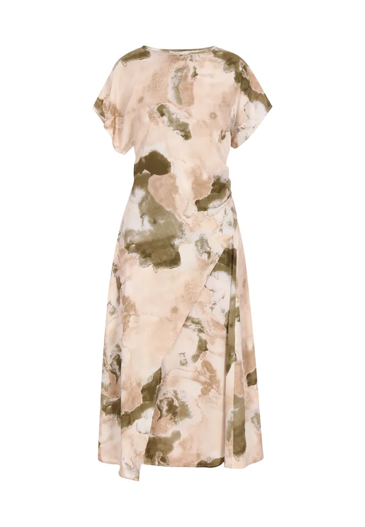 Usha Vestido crema / capuchino / oliva