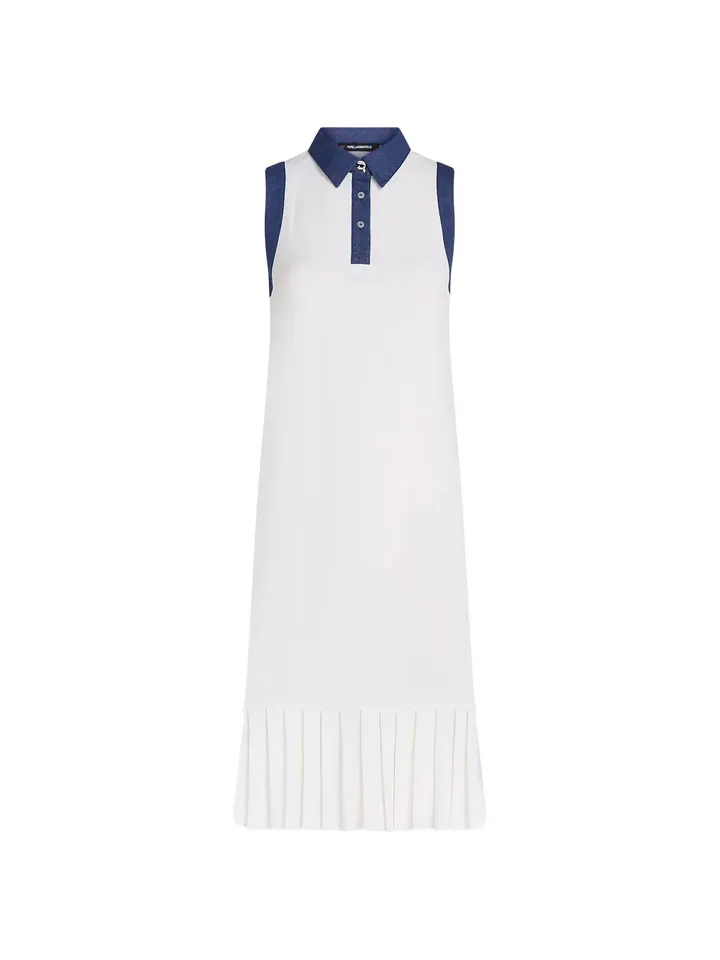 Karl Lagerfeld Vestido de punto 'Ikon' crema / azul denim