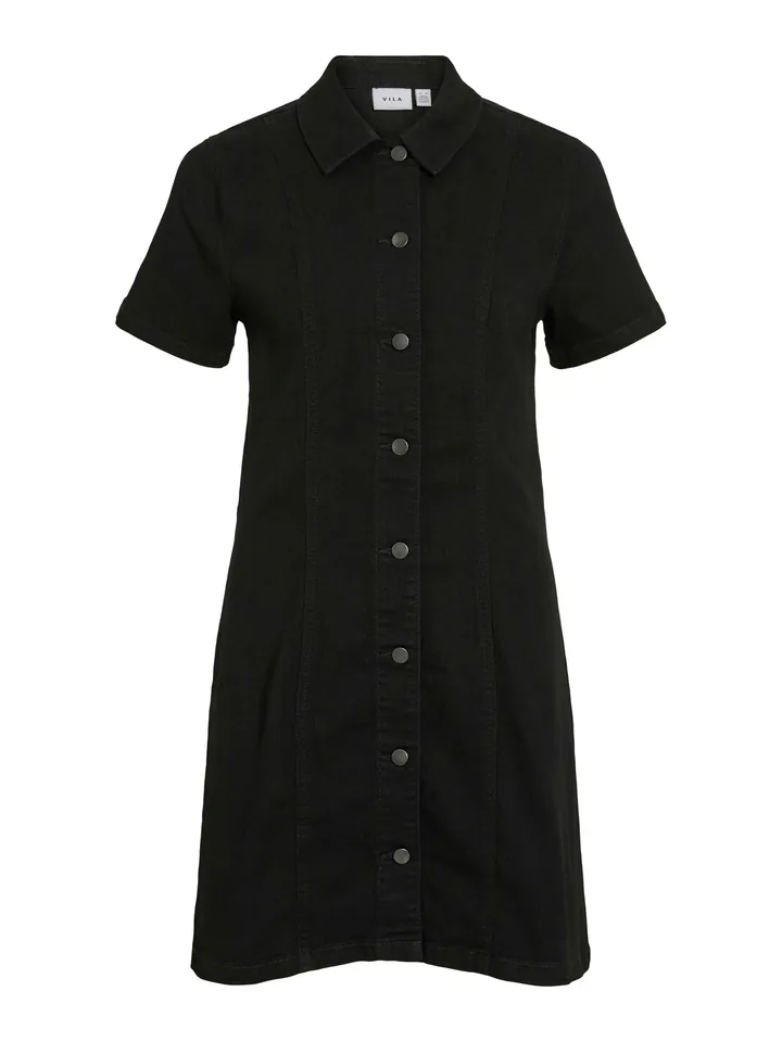 VILA Vestido camisero 'VINisa' negro denim
