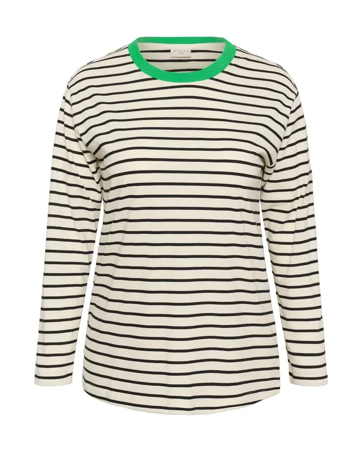 KAFFE CURVE Camiseta 'Winni' verde / negro / blanco