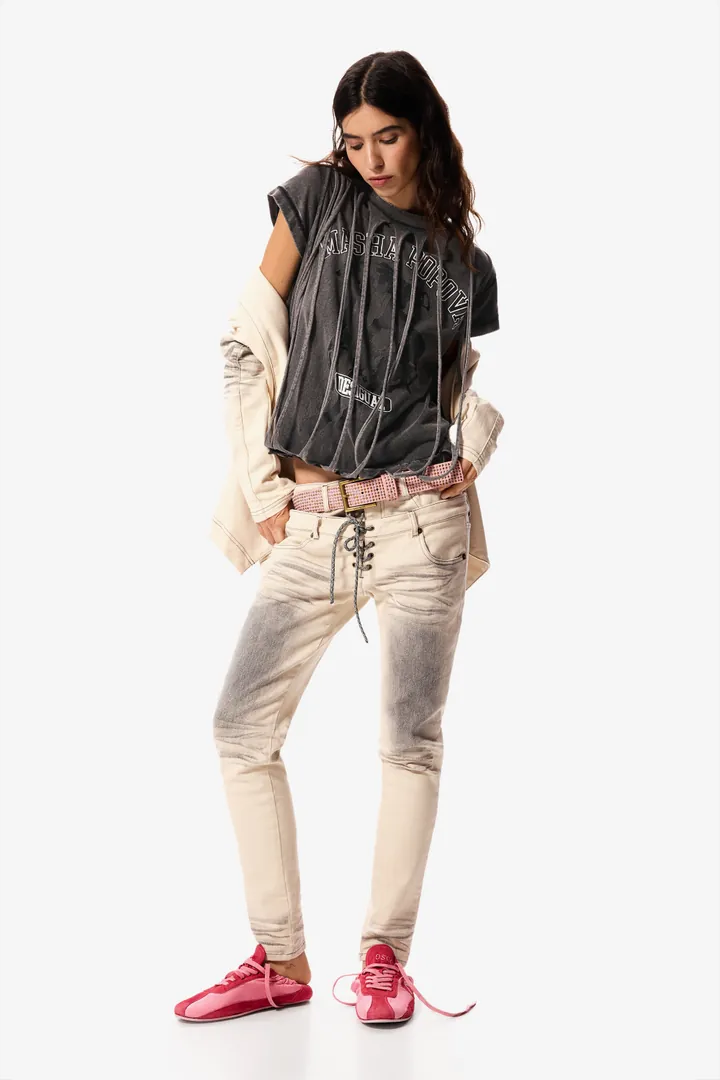 Desigual, Pantalón vaquero skinny Masha Popova, Mujer, Algodon, Blanco, 36