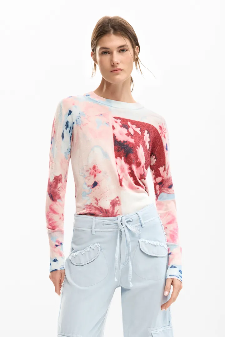 Desigual, Jersey punto fino collage, Mujer, Rojo, L
