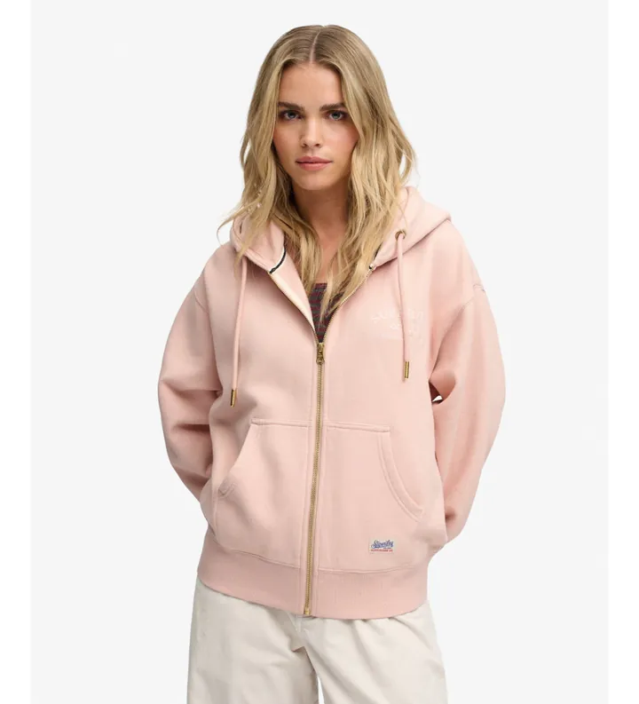 Superdry para mujer. W2012743A Sudadera con capucha y cremallera Luxe rosa (L), Casual, Sintético