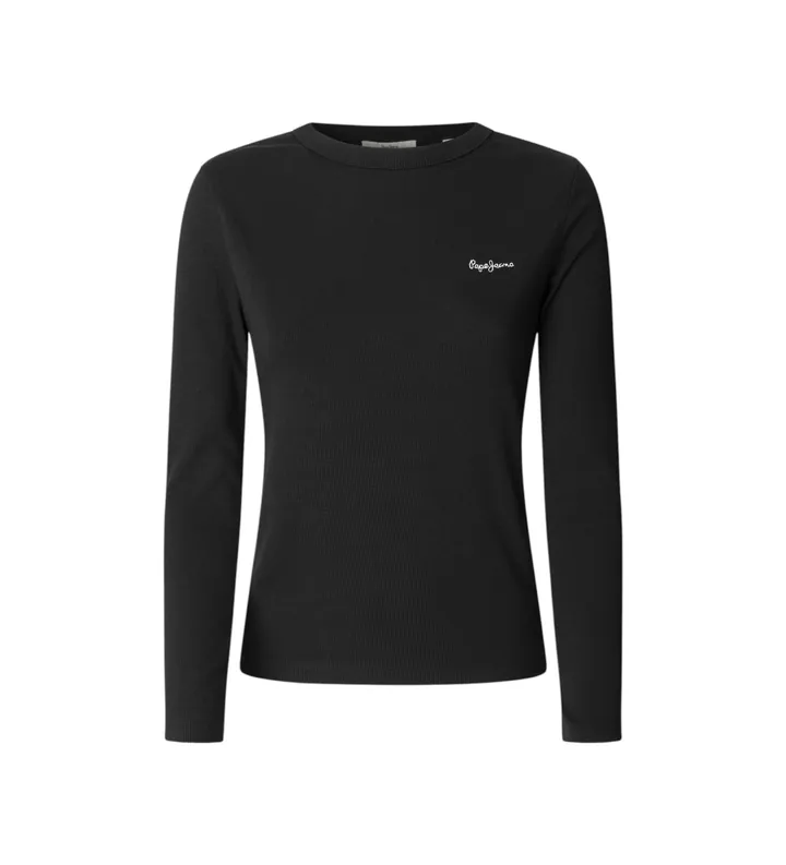 Pepe Jeans para mujer. PL5000025 Camiseta Betina negro (L), Casual, Algodón, Manga larga