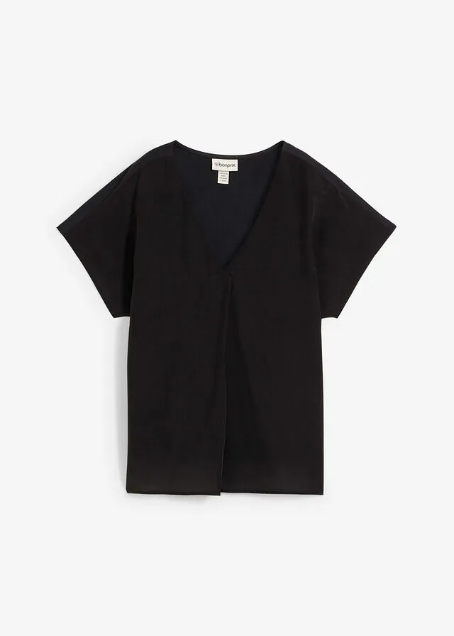 Camiseta con contenido de seda e inserto de tejido