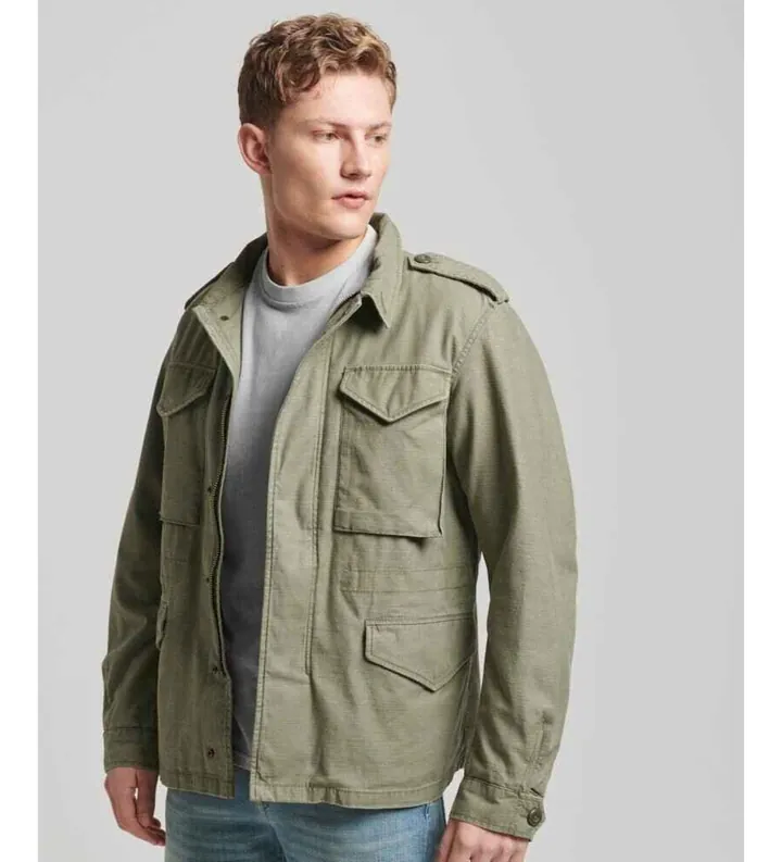 Superdry para hombre. M5011677A Cazadora militar Merchant Store verde (L), Casual, Algodón