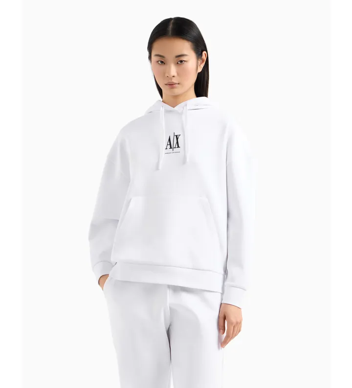 A|X Armani Exchange para mujer. XW000823AF10818U0002 Sudadera logo blanco (L), Casual, Deportivo, Algodón, Multideporte