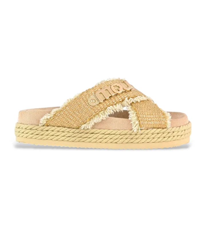 Mou para mujer. MU.SW451009K Sandalias de rafia beige (37), 1 a 3cm, Ninguno, Casual