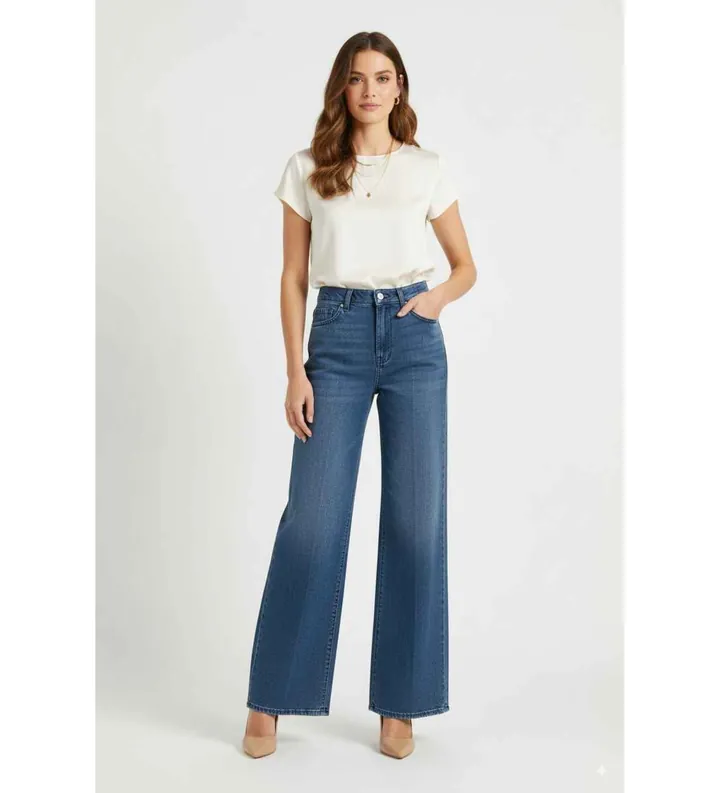 7 For All Mankind para mujer. 7UG20E381BB Jeans Stretch Denim Lotta Wide-leg azul (24), Casual, Algodón