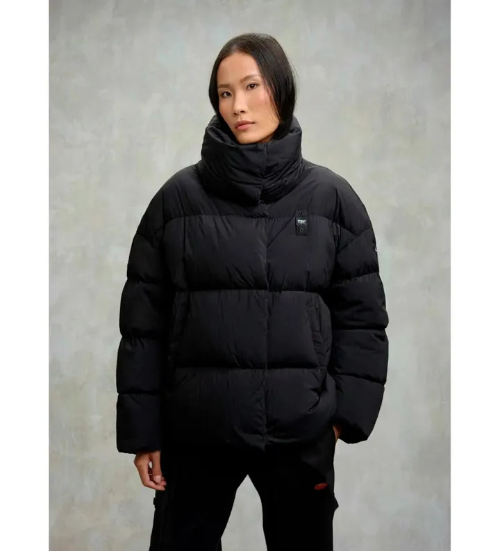 Blauer para mujer. 25WBLDC03166 Plumífero Corto Nuvola Ross negro (L), Casual, Nylon