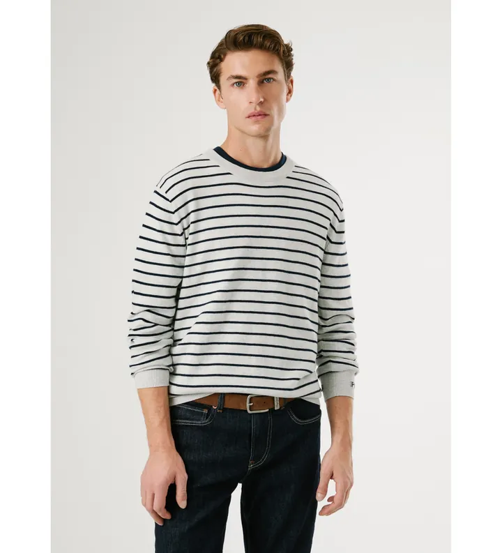 Pepe Jeans para hombre. PM7000010 Jersey Andre Stripe gris (L), Casual, Algodón