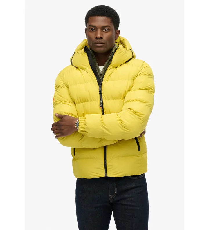Superdry para hombre. M5011905A Chaqueta acolchada Hooded Sports amarillo (L), Casual, Poliéster