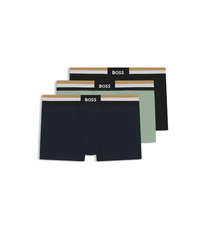 BOSS para hombre. 50516542 Set 3 Bóxers Motion verde, negro, marino (S), Homewear, Multicolor, Algodón