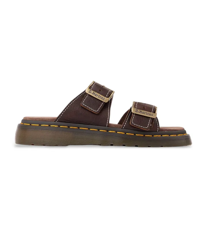 Dr Martens para mujer. 43410200 Sandalias Josef Dark de piel marrón (37), Plano, Ninguno, Casual