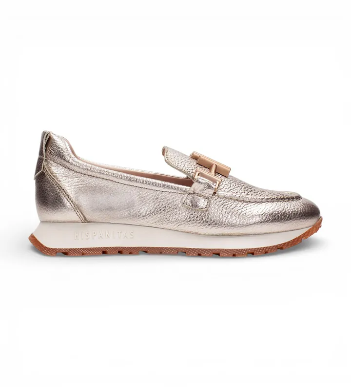 Hispanitas para mujer. HV253949 Zapatillas Kansas dorado (35), Piel, 3 a 5cm, Ninguno, Casual, Bronce
