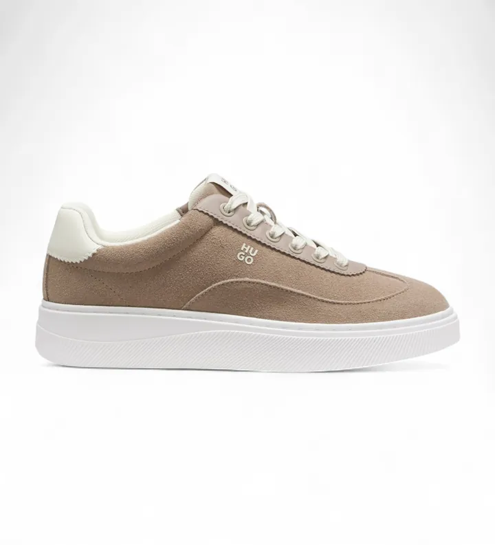 HUGO para mujer. 50563568 Zapatillas Lyzz Tenn marrón (36), Piel, Plano, 1 a 3cm, Cordones, Casual