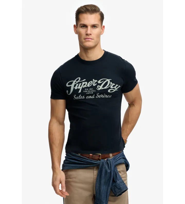 Superdry para hombre. M1012352A Camiseta Industry Worker Relaxed marino (L), Casual, Algodón, Manga corta