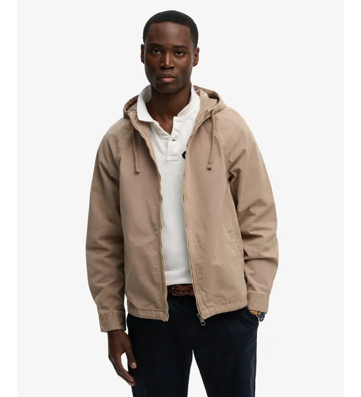 Superdry para hombre. M5012348A Chaqueta Washed Twill taupe (L), Casual, Algodón