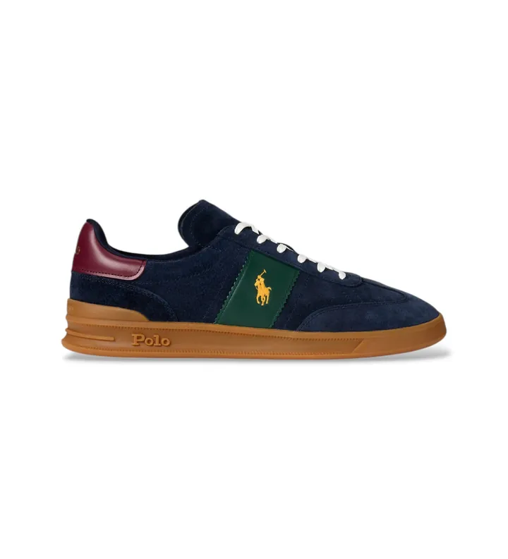 Polo Ralph Lauren para hombre. 809954903002 Zapatillas Heritage Aera de ante marino (36), Piel, Plano, Cordones, Casual