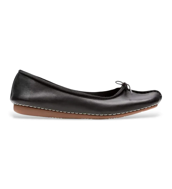 Clarks para mujer. 20352929 Bailarinas de Piel Freckle Ice negro (38), Plano, 1 a 3cm, Ninguno, Casual, Clásico