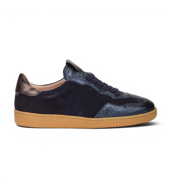 Wonders para mujer. AP-2010 Zapatillas de Piel Lai marino (36), Plano, Serraje, Cordones, Casual