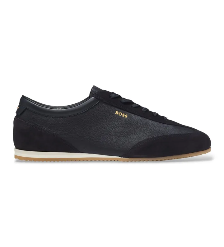 BOSS para hombre. 50568463 Zapatillas de piel Lineor Lowp marino (40), Plano, Cordones, Casual