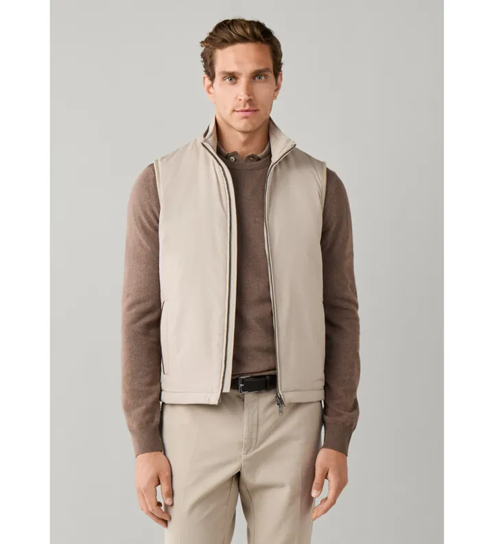 Hackett London para hombre. HM4000241 Chaleco Windsor beige (L), Casual, Poliéster
