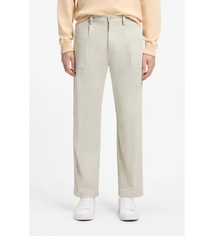 BOSS para hombre. 50568164 Pantalón Chino de algodón con pinzas y bolsillo cosido beige (29/32), Casual, Poliéster