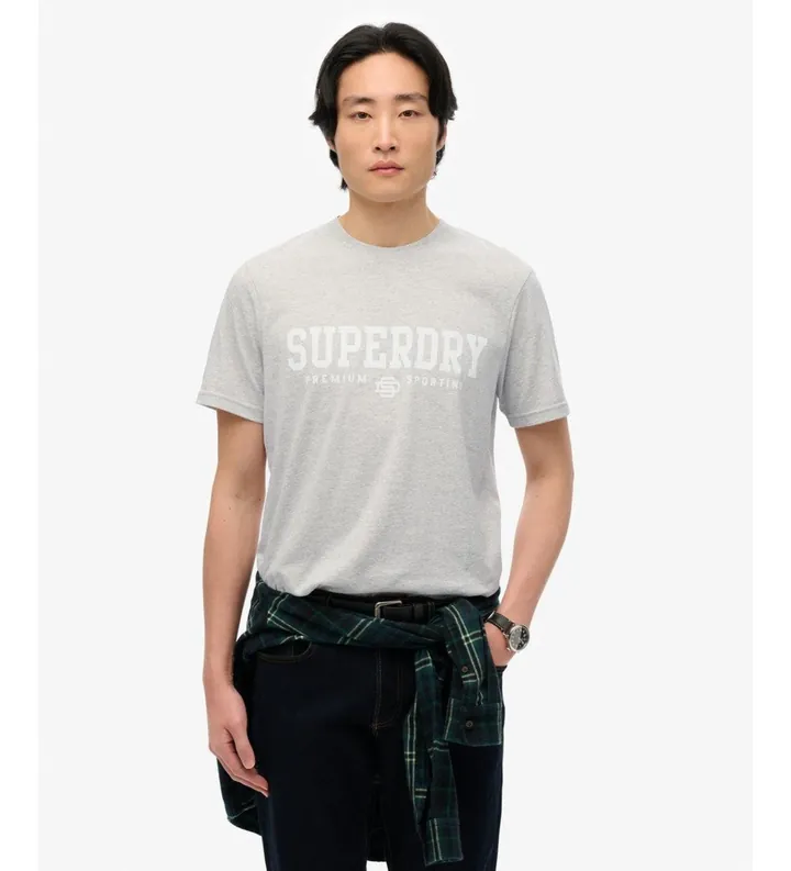Superdry para hombre. M1012295A Camiseta Core Sports gris (L), Casual, Algodón, Manga corta